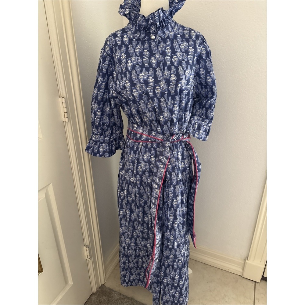 Pittypats Clothing Co Arcadia Dress XL Blue White Ginger Jar Chinoiserie Maxi